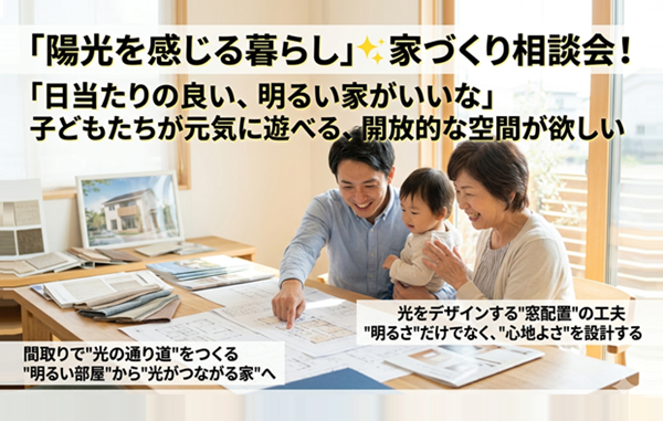 陽光を感じる暮らし✨土地探しサポートからの家づくり相談会！