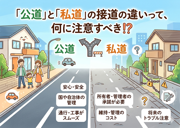 「公道」か「私道」かは、資産価値や住み心地を左右する重要なポイント