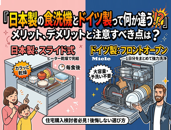 「食洗機を日本製にするか、憧れのドイツ製(ミーレやボッシュなど)にするか」は、家事の質を左右する究極の選択