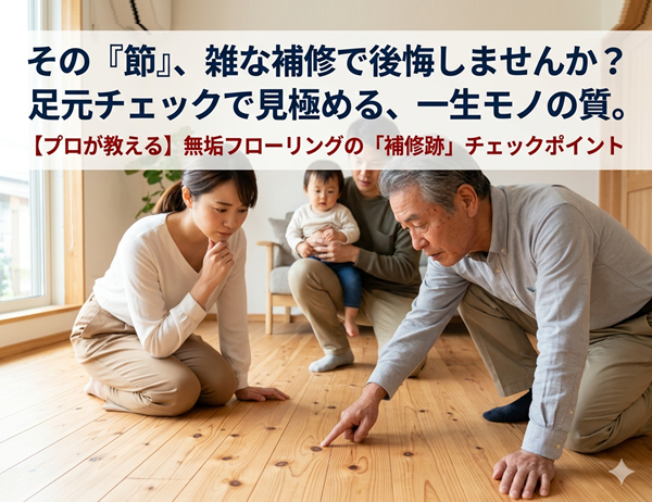 その「節」、雑な補修で後悔しませんか？【無垢フローリング「補修跡」チェックポイント】