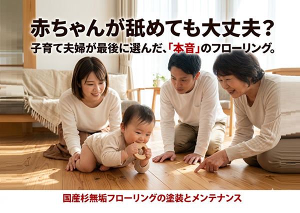 赤ちゃんが舐めても大丈夫？無垢フローリングの「塗装」
